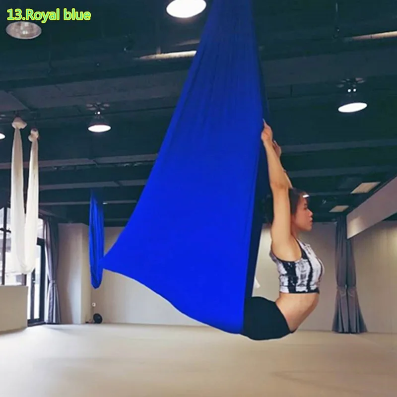 Royal blue Высокое качество, 7 м x 2,8 м, для йоги, летающие качели, анти-Гравитация, для йоги, гамак, ткань, Воздушная тяга, устройство для фитнеса, для йоги, для йоги, стадиона - Цвет: Royal blue