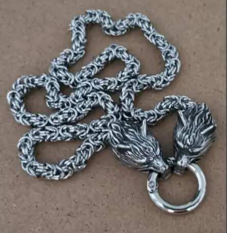 wolf head chain Lanseis 1 шт. мужское крутое ожерелье из нержавеющей стали волчья голова цепочка викингов мужское ожерелье 6 мм x 50 см или 6 мм x 60 см - Окраска металла: wolf head chain