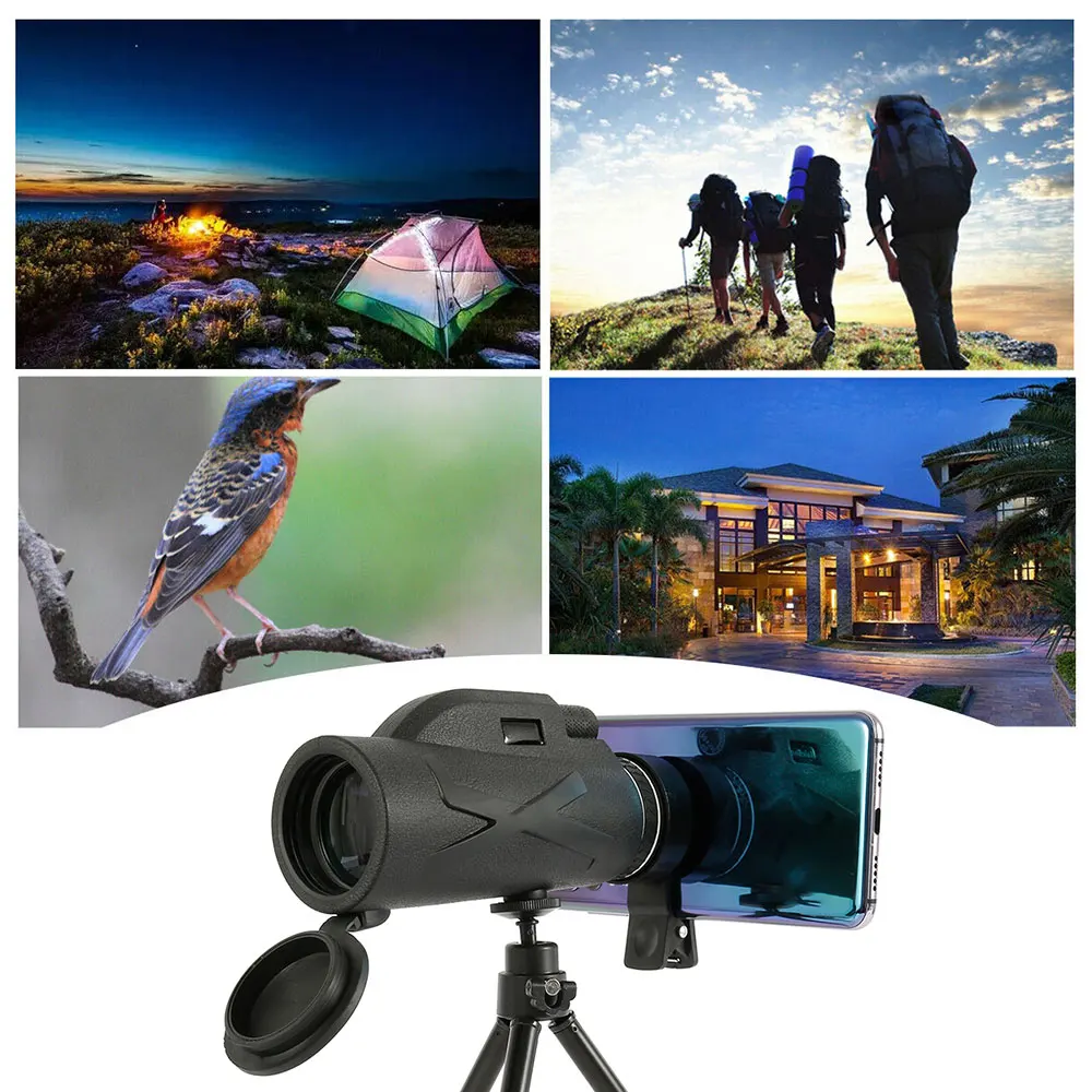 

HD Zoom Monocular Telescope Compact Retractable Zoom Waterproof Bak4 Professional HD ED Glass With Tripod Clip 80x100 hot sale
