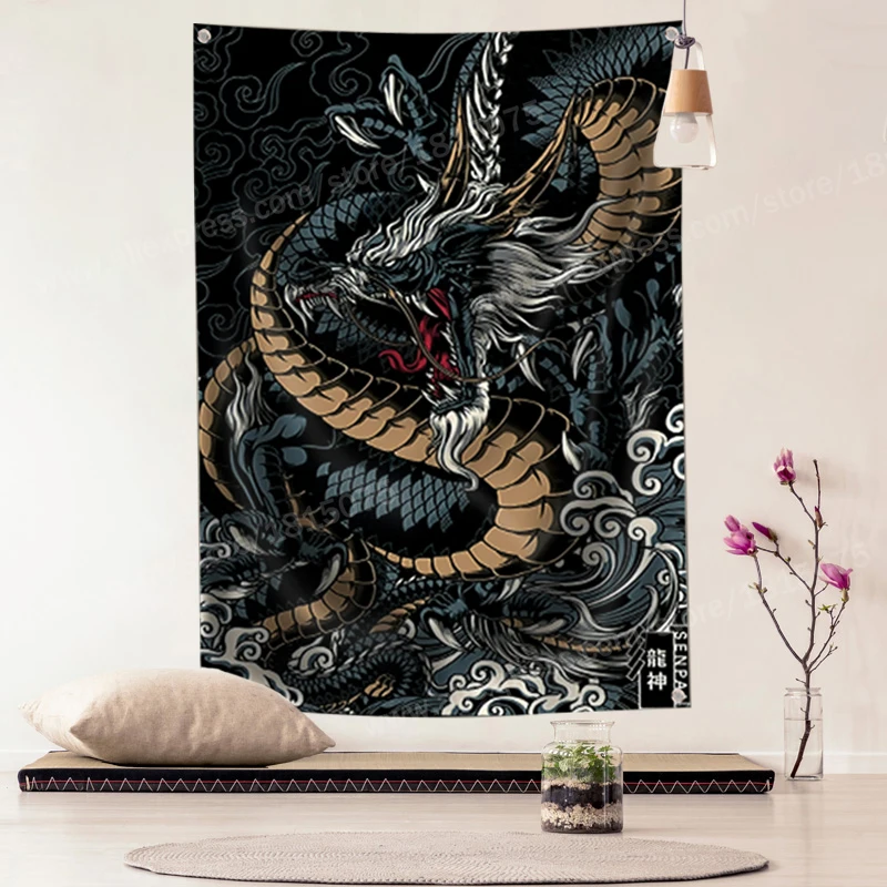 Ancient China Dragon God Flag Banner Polyester 144* 96cm Hang On The Wall 4 Grommets Custom Indoor Decoration |