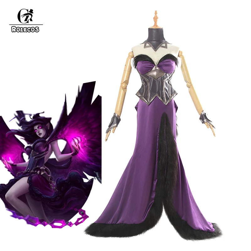 ROLECOS Игра LOL Morgana Косплей Костюм павший Ангел косплей сексуальное платье костюм на
