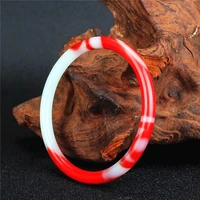 natural red white jade bangle bracelet genuine hand carved fine charm jewellery fashion accessories amulet for men women gifts