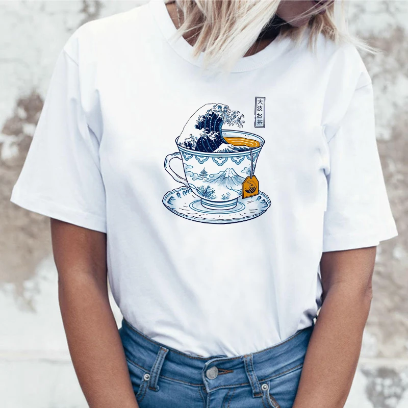 Футболка женская в японском стиле модная повседневная Милая рубашка Харадзюку с