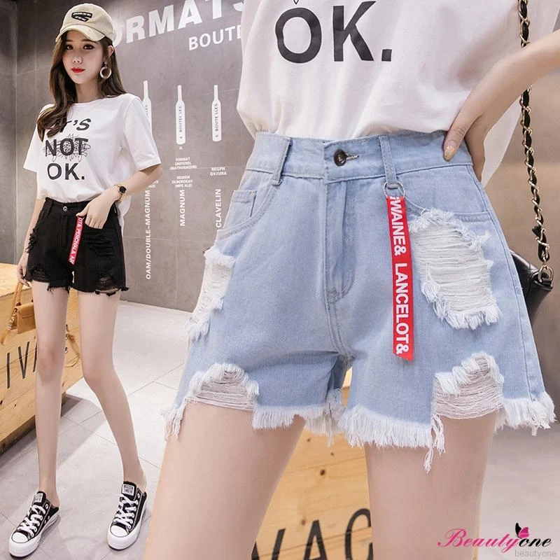 Женские джинсовые шорты с V образным вырезом белые эластичные высокой талией