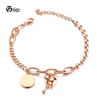 grier classic titanium steel rose gold woman gourd bracelet carve bracelet for girl jewelry round card gift