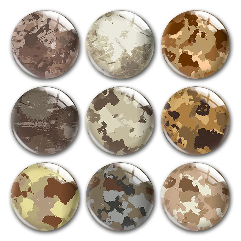 Ручная работа Камуфляжные армейские воин с узорами Круглый Фото Стекло кабошоны