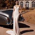 Платье женское атласное с разрезом спереди, без бретелек, на пуговицах