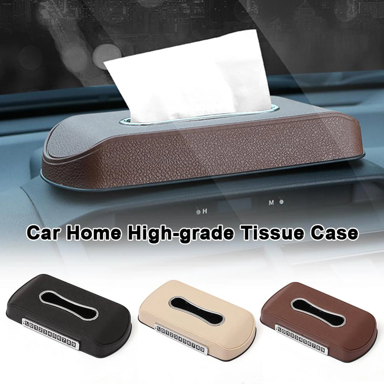 

Multifunctional Car Tissue Case Box With Stop Sign Stickers and Non-slip Mat Creative Tissue Box Car Interior Accessories