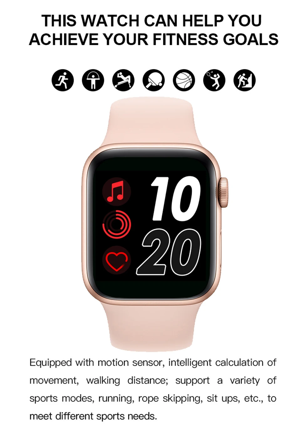 

T500 Smart watch 2021 Series 5 Bluetooth Call 44mm Smart Watch Heart Rate Monitor Blood Pressure Smartwatch for Apple Android
