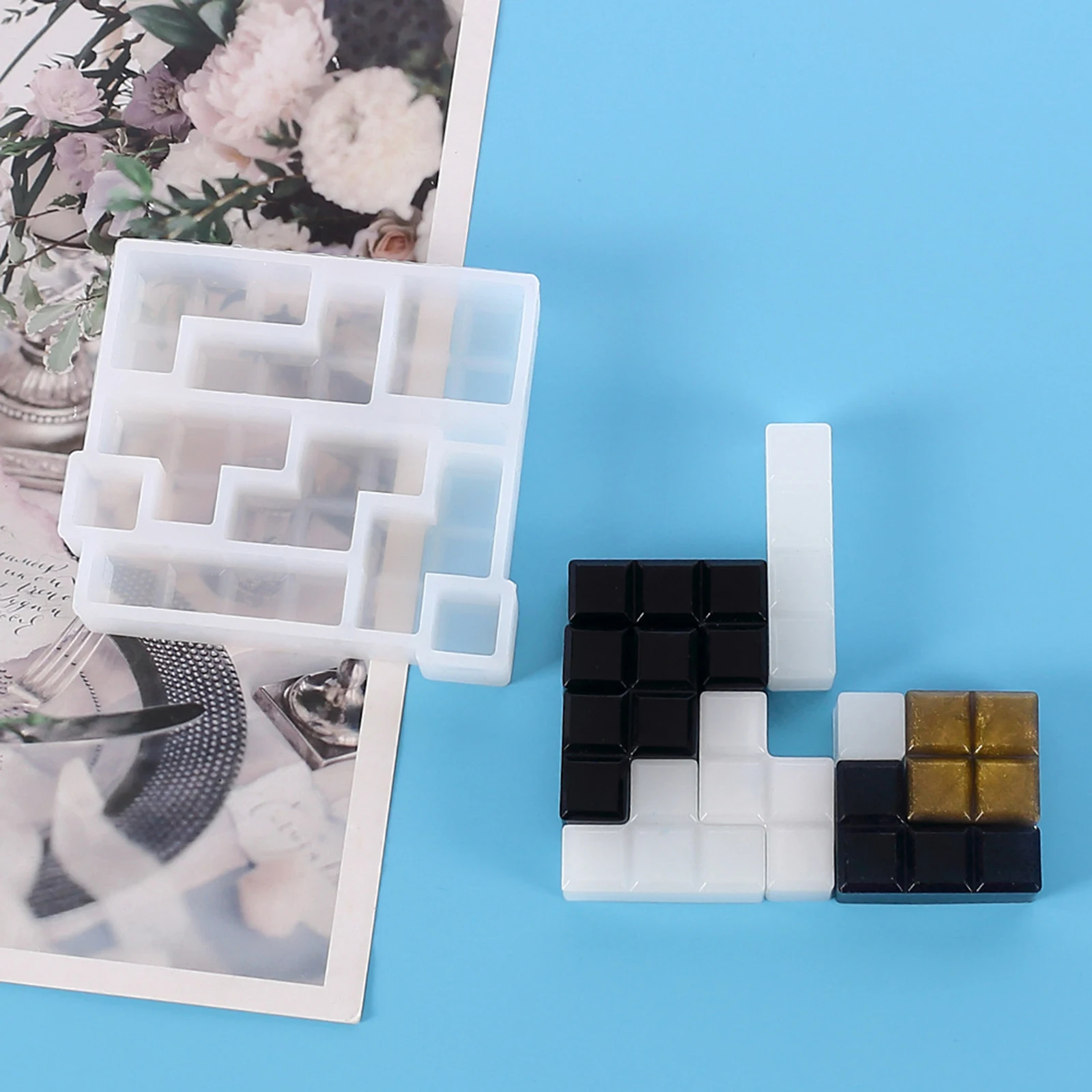 

Crystal Epoxy Mold Tetris Mold Mirror Puzzle Making Creative Silicone Mold