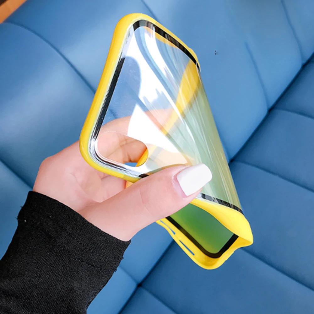 Для iPhone 11 Pro Max Чехлы цветной Градиент прозрачный чехол для телефона мягкий клей