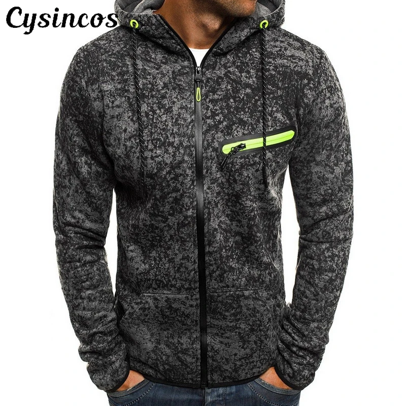 CYSINCOS Новая мужская Спортивная повседневная одежда на молнии модные жаккардовые