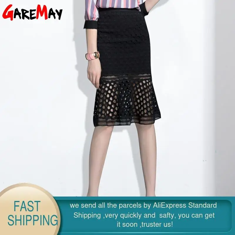 Юп Роковой Плюс Размер Белый Труба Юбка Лето Ретро Полые Saia Feminina Высокой Талии