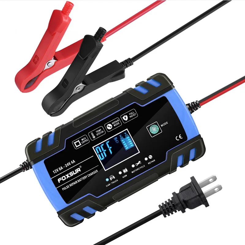 

12V 24V 8A Fully Automatic Battery Charger Motorcycle Truck Car Battery Charger 60AH 100AH 120AH 150Ah Power Puls Repair Charger