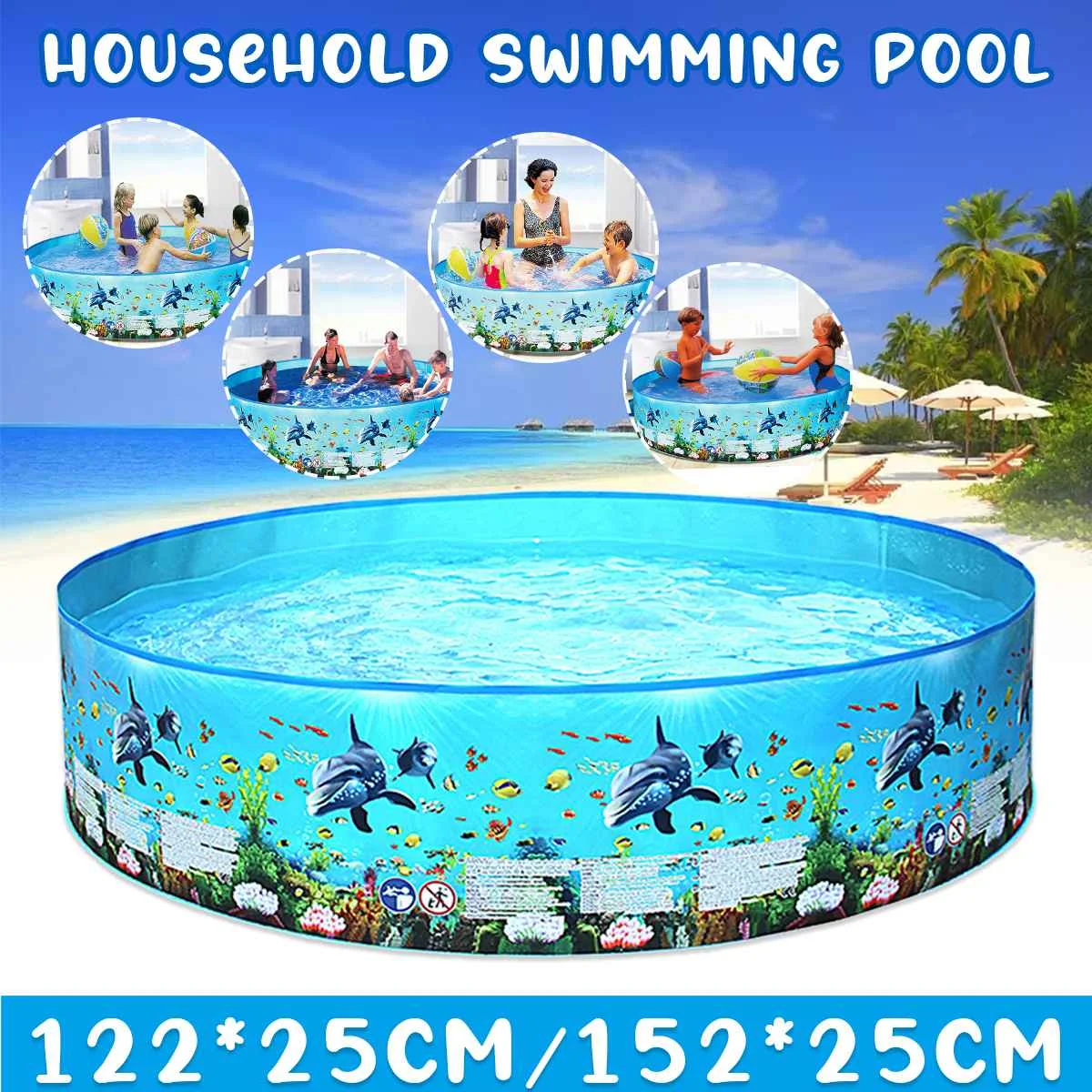 

Складной Круглый Бассейн 152x25 см, со съемной дорожкой для бассейна, с каркасом для воды, большие бассейны для детей, для всей семьи