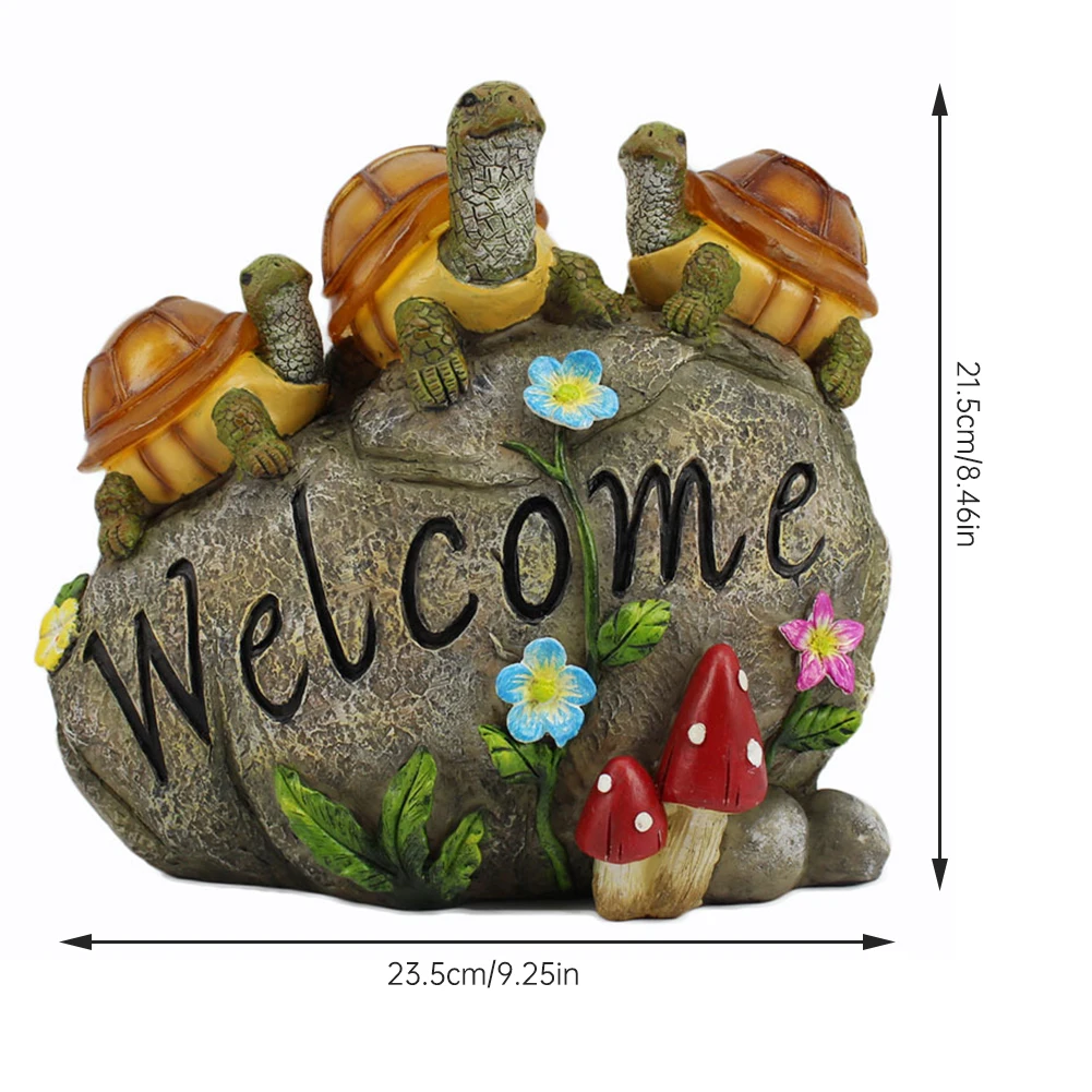 

Funny Resin Figurines Turtle Statue Garden Solar Statue Light Animal Sculpture Welcome Sign Yard Turtle Figurine Garden Decor