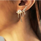 Женские серьги-подвески AENSOA, модные серьги из искусственной кожи, металлические серьги-подвески