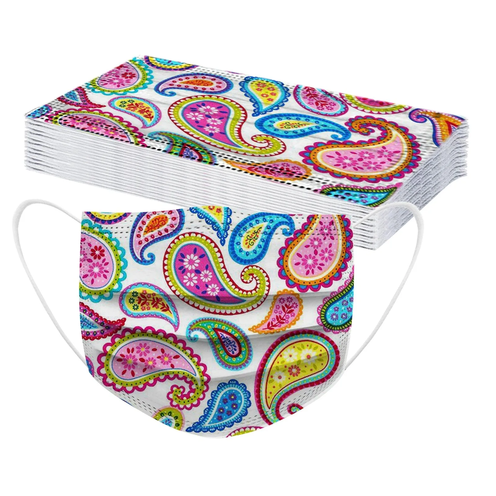 

20PC Disposable Mask Adults Print Mascarillas Three Layer Dustproof Non-woven Fabric Face Mask Protective Mouth Masks Masque