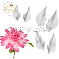 6pcsset dahlia petal silicone veiner mold fondant cake mould cake decorating tools kitchen baking supplies flor accessories