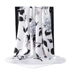 Модный Шелковый шарф для волос, женский платок, черный атласный хиджаб, зимние шарфы 90 см * 90 см, квадратные шали, шейный платок, шарфы для женщин