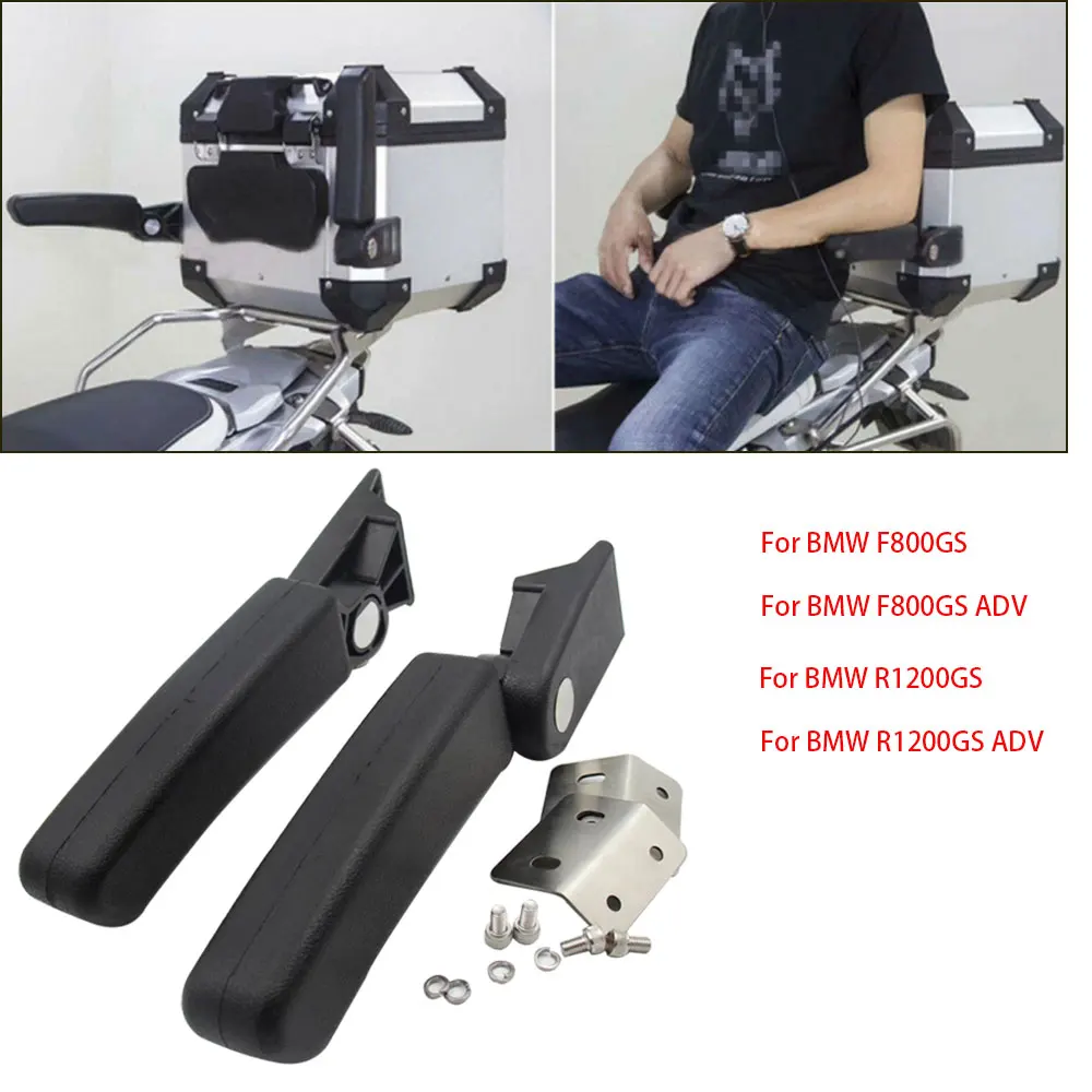 

Aluminum Rear Box Passenger Armrest + Backrest Back Pad Rear Saddlebag Trunk Sticker For BMW R1200GS LC ADV F800GS G310GS F700GS
