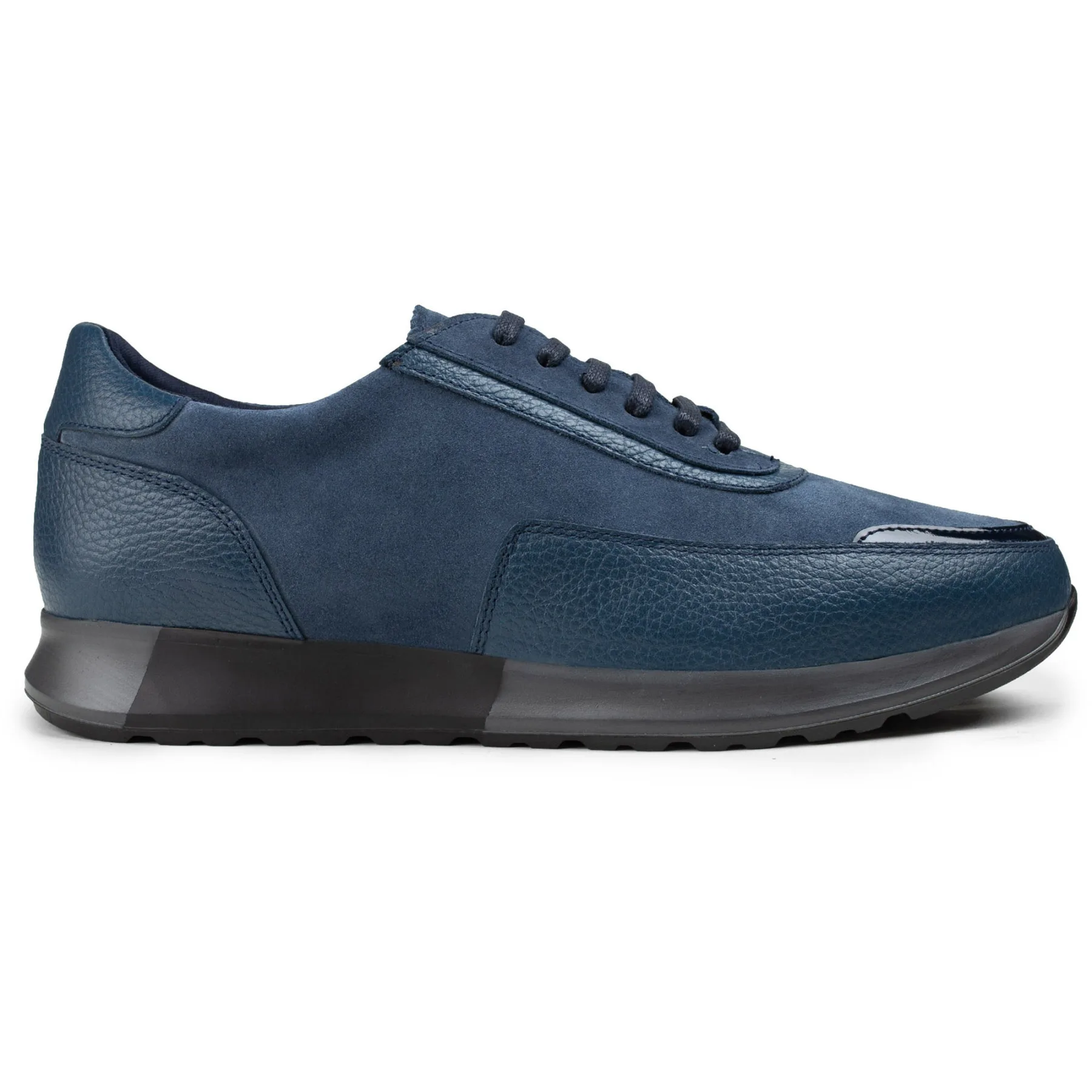 

Deery, Genuine LeatherMen 'S Blue Suede Calfskin Sneakers High Quality Fashion Casual Shoes