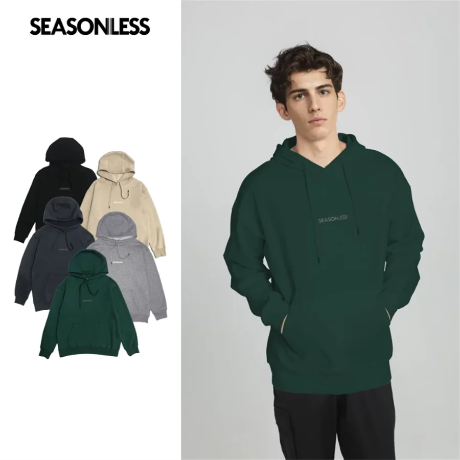 

Бесперебойный пуловер EcoSmart Essential, мужская флисовая толстовка с капюшоном Powerblend оверсайз из хлопка, модные толстовки