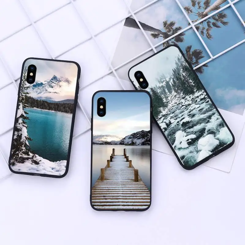

natural scenery lake Snow mountain Phone Case For iphone 12 11 13 7 8 6 s plus x xs xr pro max mini