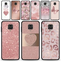 Case For Xiaomi Redmi Note Pro Max Cover For Redmi K40 Phone Shell Gold Pink Rose Glitter Hearts