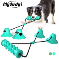 mysudui multifunction dog rope ball double suction cup chew dog toy toothbrush molars rubber treat ball training pet supplies