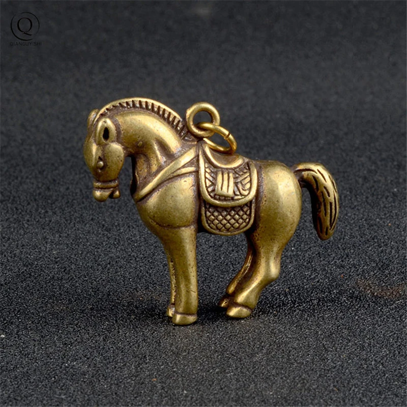Винтажный медный мини брелок лошадь автомобильный чехол для ключей держатель