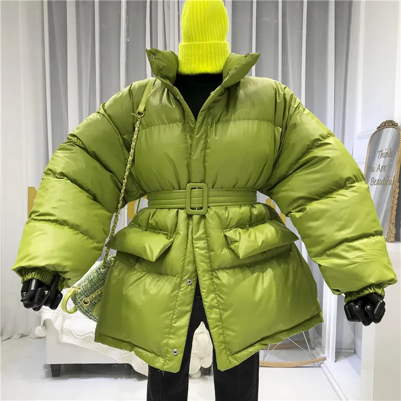 Толстая хлопковая зимняя куртка для женщин Abrigos Mujer Invierno Sustans женские пальто Теплые с регулируемой талией Модные Зеленые