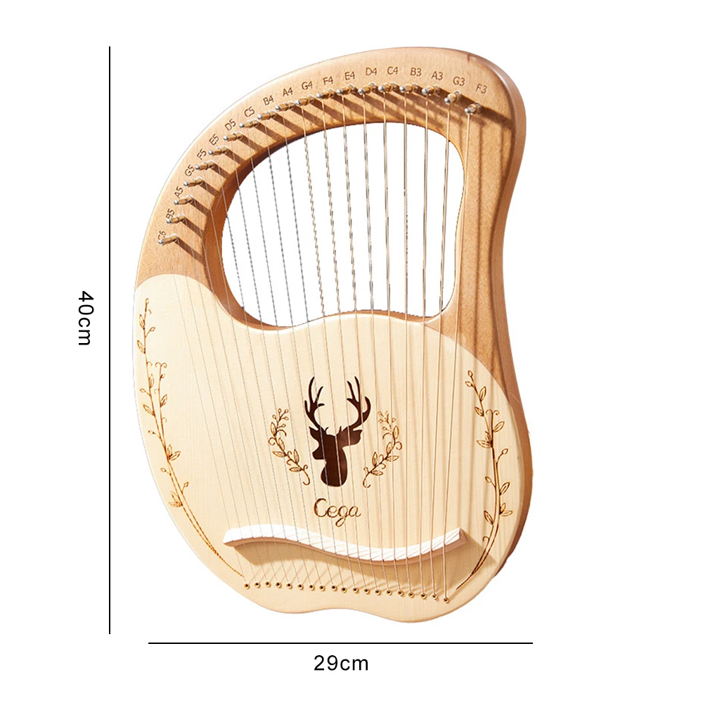 

19 Strings Mahogany Stringed Instruments Lyre Harp Wooden Lyre Harp Solid Wooden Spare Strings With Tuning Tool Kids Gift
