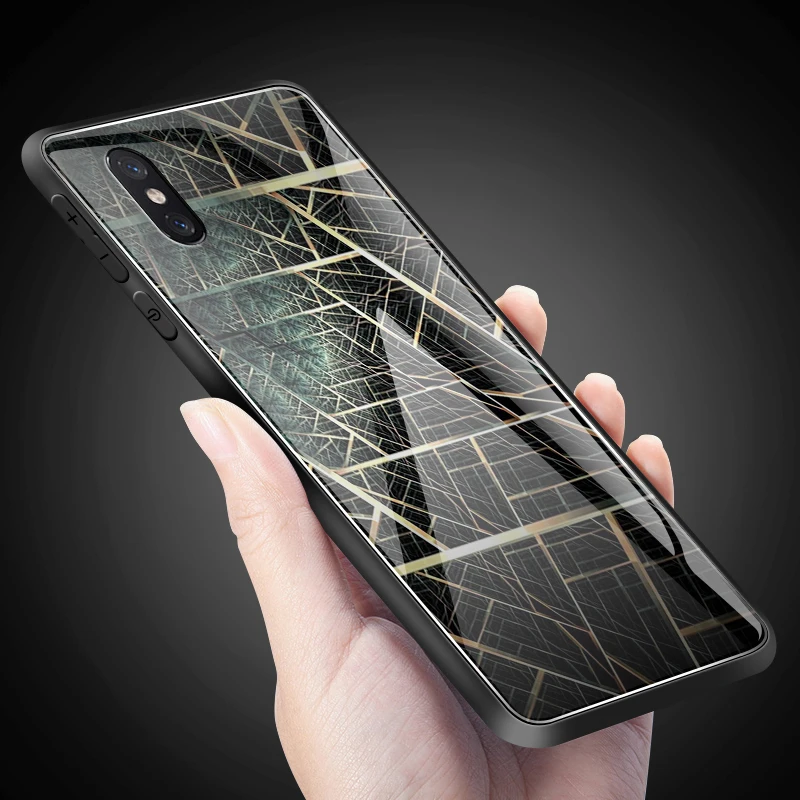 Чехол из закаленного стекла для Xiaomi 5X6X8 9 SE A1 A2 Lite Capa для Redmi Note 4x 5A 6 7 Pro Prime Жесткий Бампер окрашенный полосатый корпус
