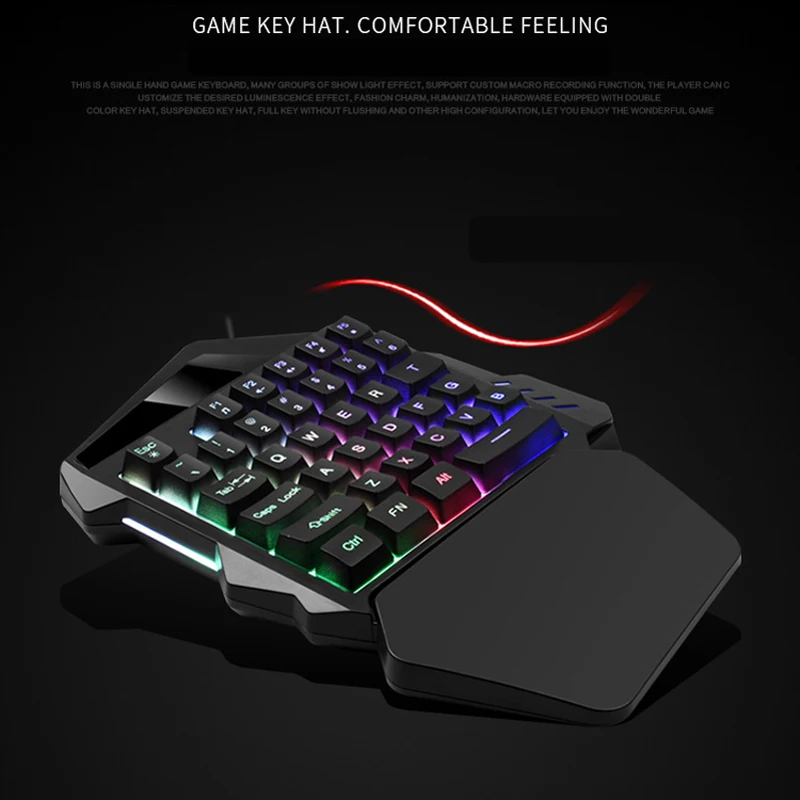

One-Handed Mechanical Gaming keyboard LED Backlit Keyboard Wired RGB Keyboard with USB Wired Connection for Laptops Computer