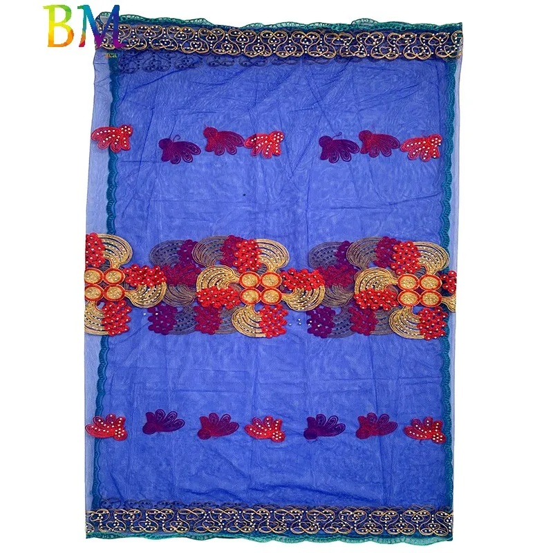 Новые африканские женские шарфы мусульманский вышитый шарф из тюли прозрачный