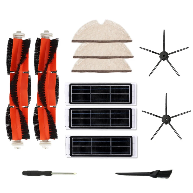 

Главная щетка + фильтр с активированным углем + 5-Arm боковая щетка + тряпка для печенья + чистящая щетка + отвертка для Xiaomi Roborock S50 S51 S55