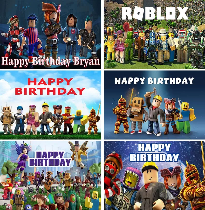 

Roblox Custom Backdrop Boy Kids Birthday Party Game Toy Warrior Background Banner Cartoon Photography Props Studio Photocall
