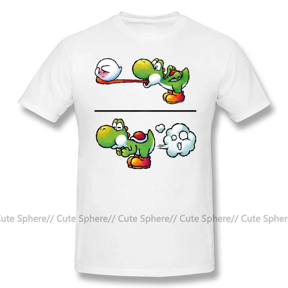 Футболка Super Smash Bros, Farting Yoshi, 100 хлопок, модная мужская футболка, 6xl, Милая футболка с коротким рукавом и принтом - Цвет: White