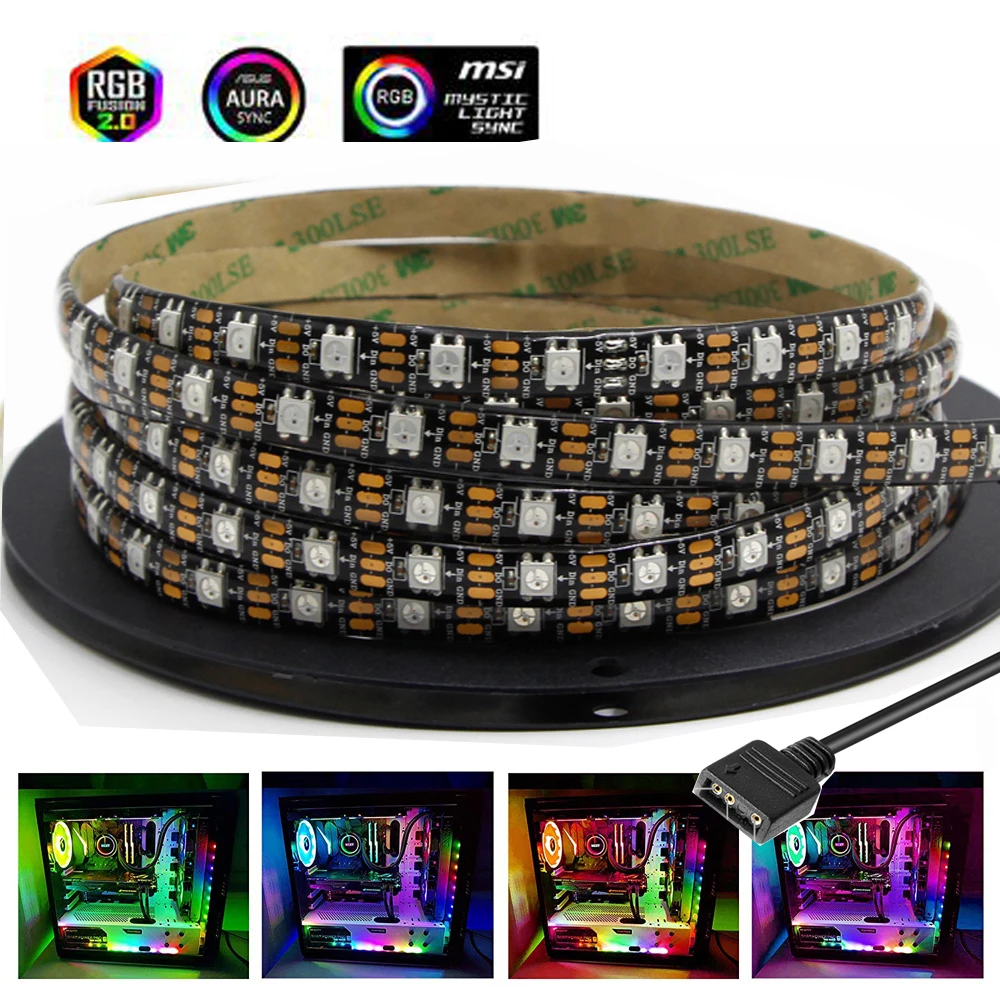 

LED Strip Digital Light RGB 5V Addressable ws2812b ws2812 Strip For PC case Motherboard 3 Pin Header for ASUS Aura SYNC Light