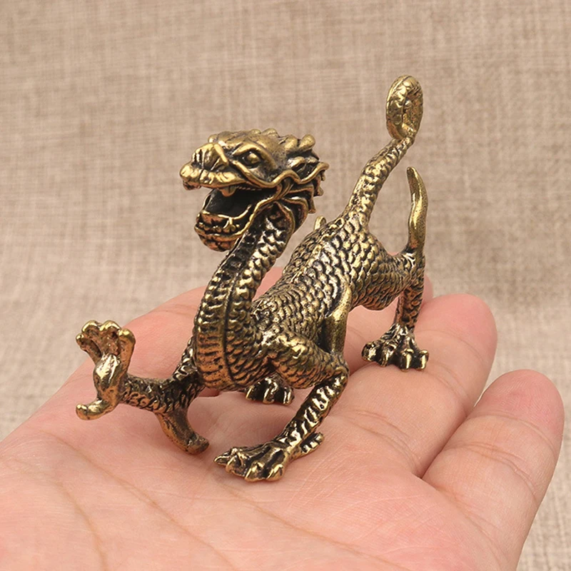 

Pure Copper Chinese Ancient Mythical Beast Miniature Figurine Dragon Tiger Snake Turtle Feng Shui Ornament Home Decoration Craft