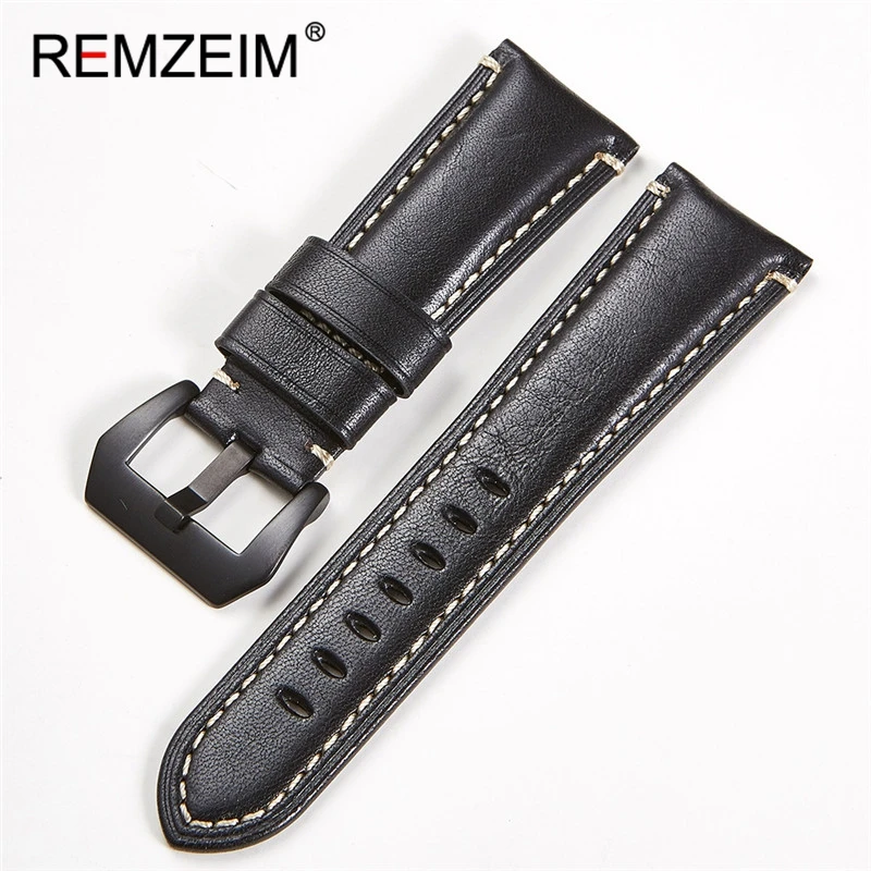

REMZEIM Italian oil wax leather watchband straps Watch Accessories Watch Strap 20 22 24 26mm Vintage Cow Leather Watch Band