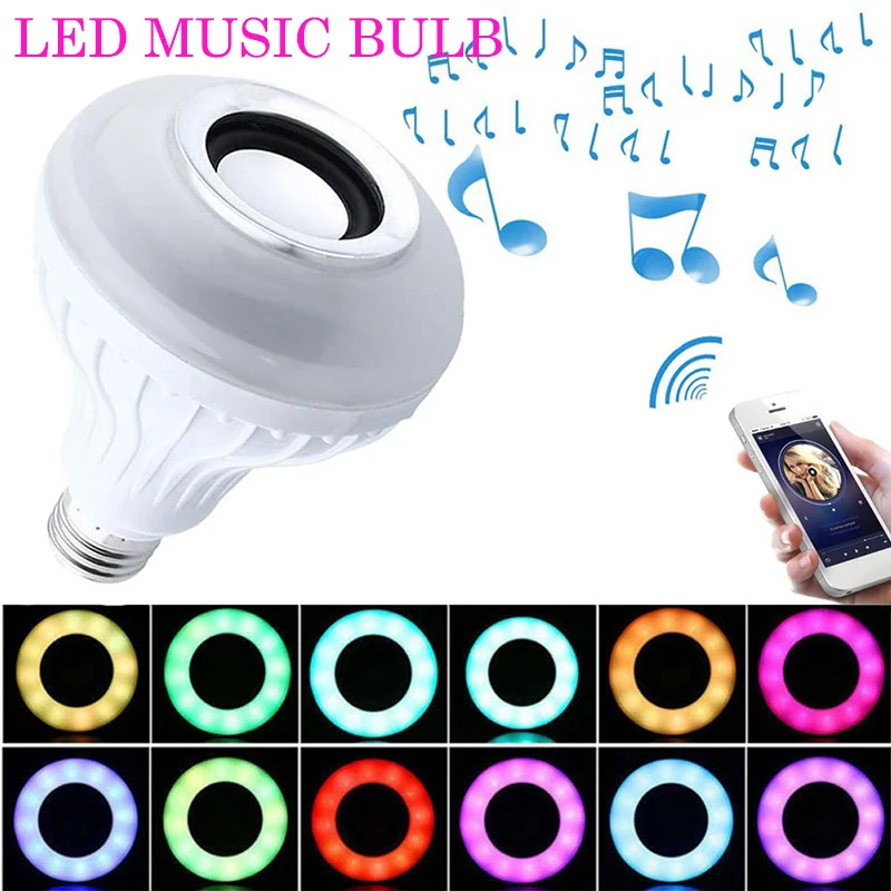 Умная E27 светодиодный RGB лампа Беспроводная Bluetooth колонка музыка аудио