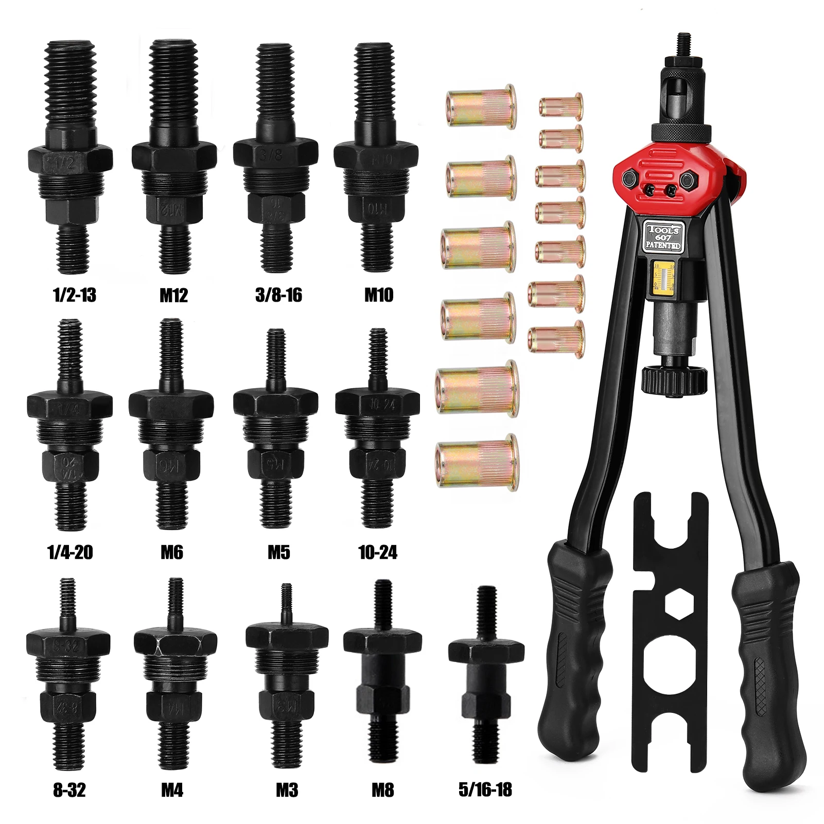

16in Labor-saving Hand Riveter Professional BT-607 Manual Rivet Machine Riveting Tools with Nuts and Mandrel With 13 Mandrels