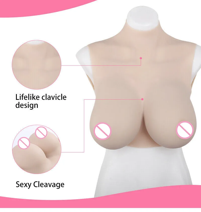 Chic E Cup Halfbody Silicone Breast Forms Clothes TG CD Artificial Boobs Enhancer Lingerie 2000g Color Beige Top Selling Product