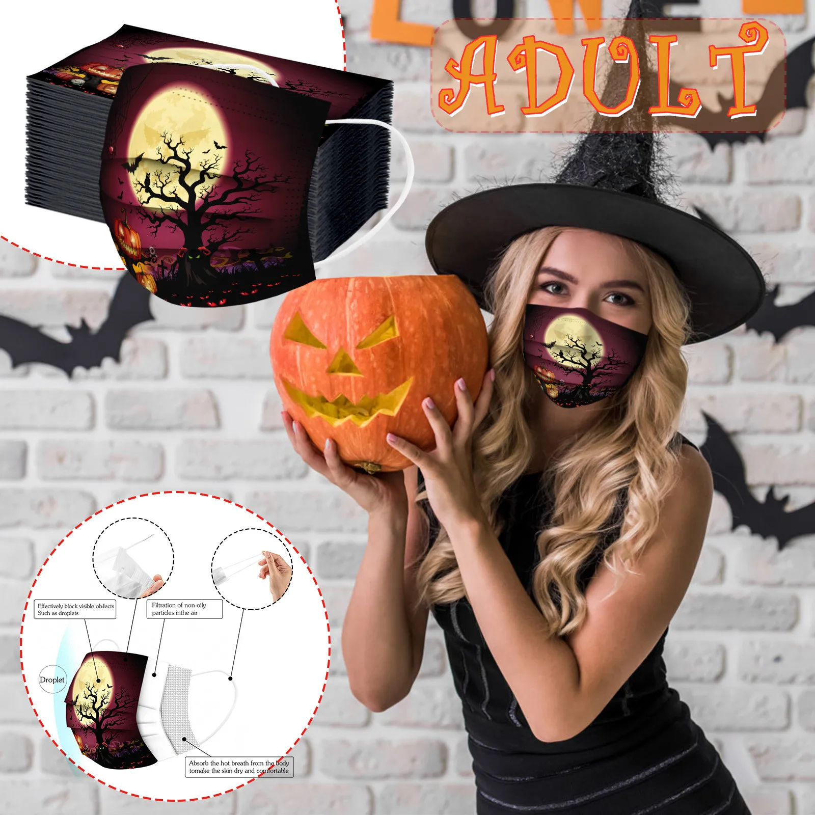 

10PC Adult Halloween Cosplay Mask Fashion Disposable Masks Protective Breathable Masks Face Mask Fashion Mascarillas