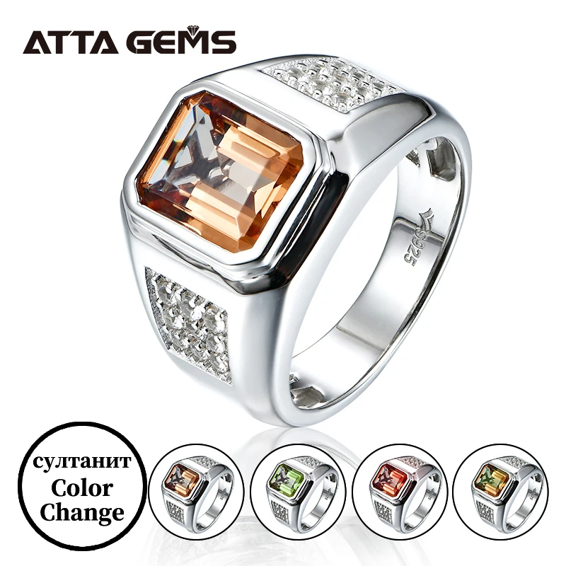

Zultanite сђлани Solid Sterling Silver Rings for Men Wedding Engagement 5 Carats Created Zultanite Rings Diaspore Men's Ring