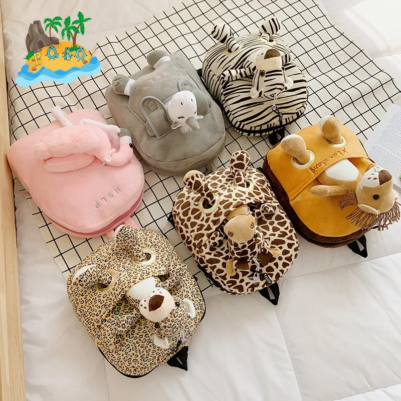 

Autumn and winter cartoon Plush children's bag boys and girls kindergarten schoolbag animal anti lost Backpack