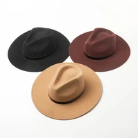 01910 hh8164 winter wool solid belt formal fedoras cap men women leisure panama hat