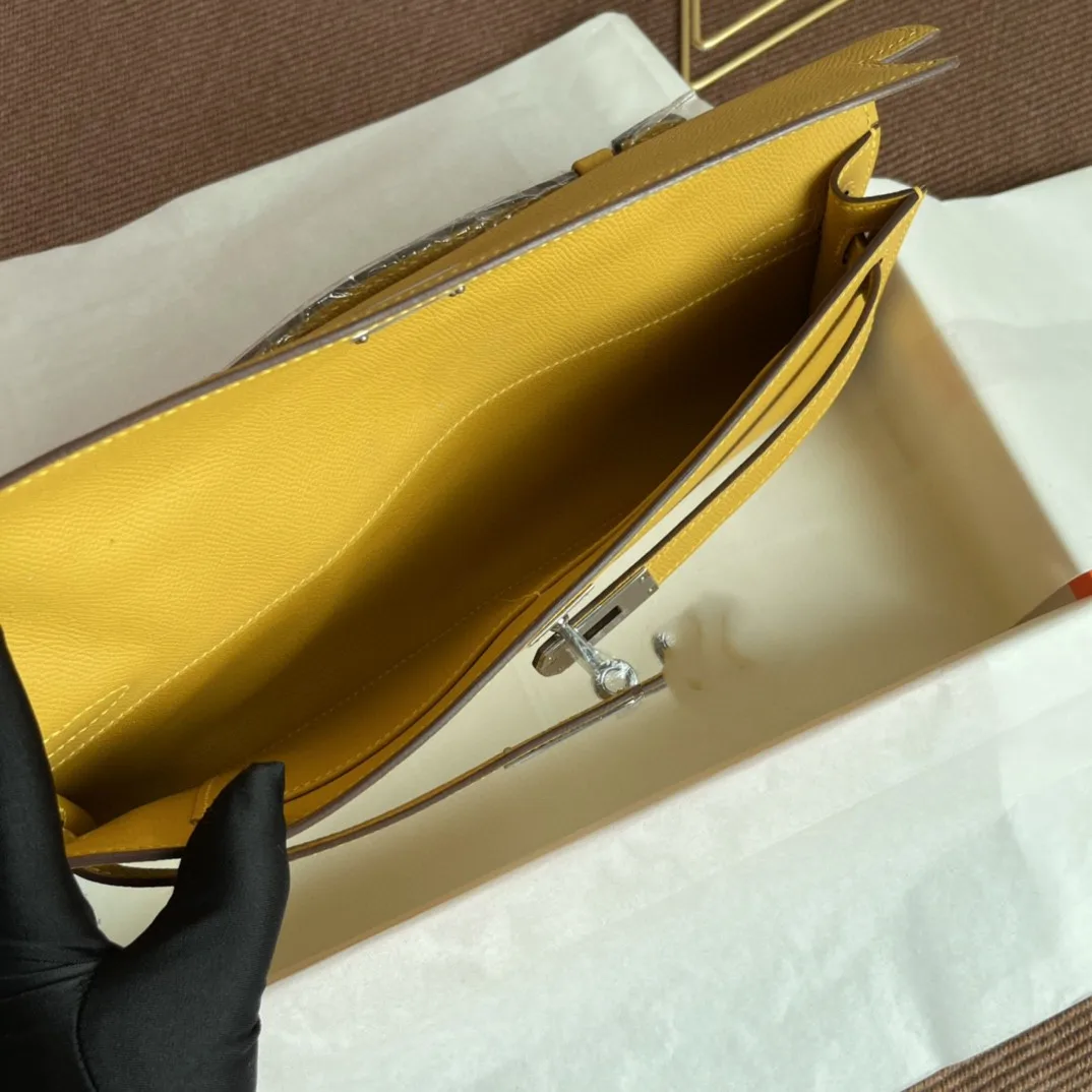 

Handmade WOMEN DESIGNERS Bag,Brand Purse,31cm Keily Cut handbag,Yellow Color,Epsom Leather, Fast delivery